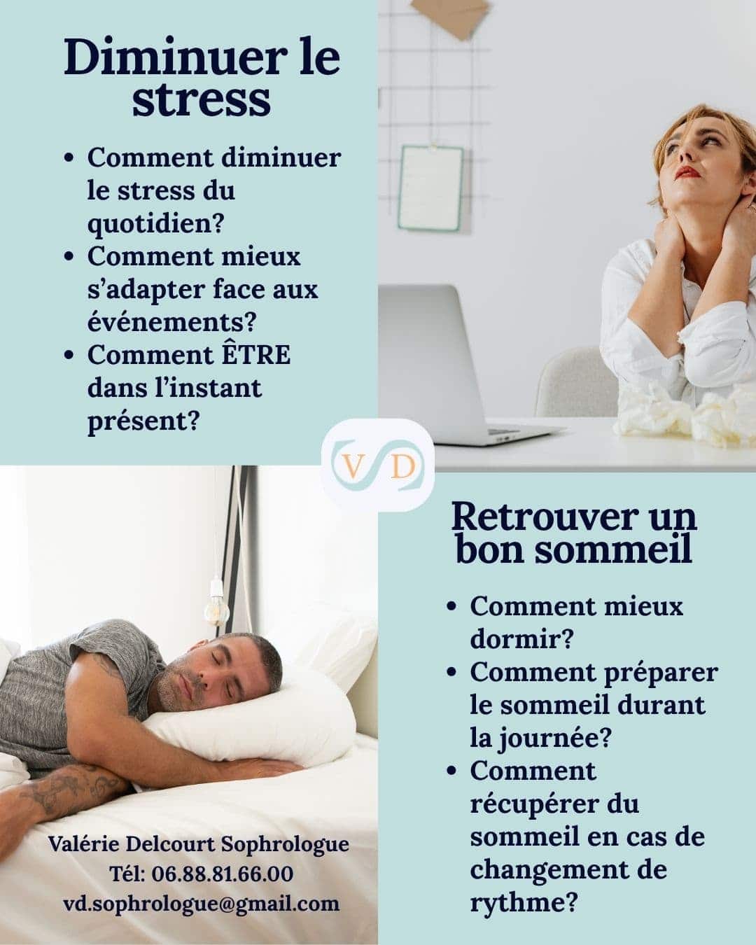 demi journée immersive sur le thème du STRESS & SOMMEIL. Valérie Delcourt Sophrologie. 4 juillet 2026 à librairie Le Lotus à Rouen
